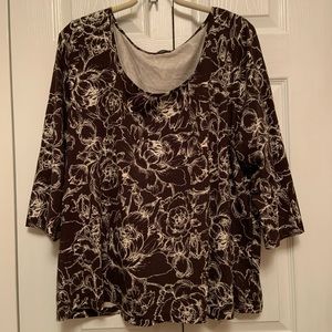 Brown and white Talbots top
